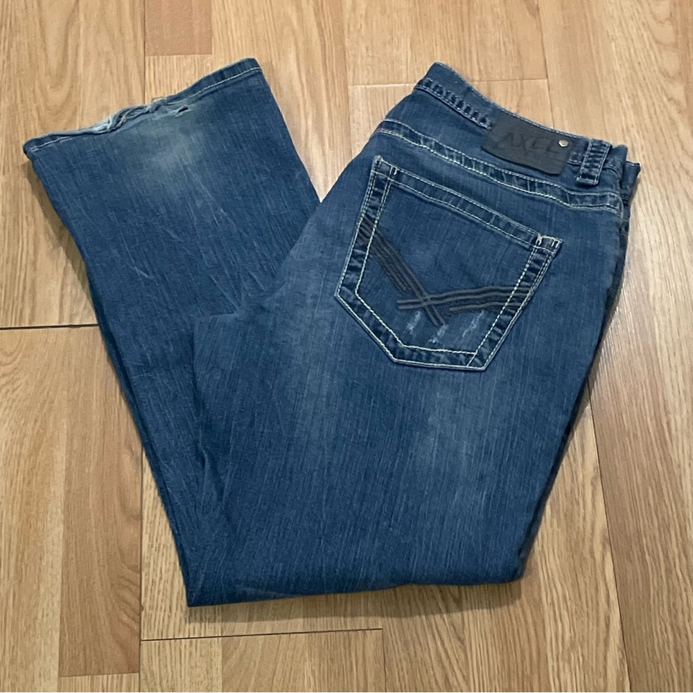 TK Axel Mens 34x30 (34x29) Boot Cut Jeans Medium Blue Denim Western Cowboy